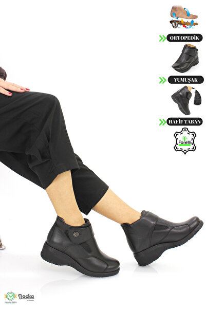 Forelli Kadın Hakiki Deri Ortopedik Cırtlı Anne Botu F24/B25651