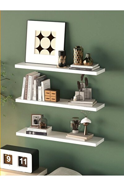 VİLLAWORTT 80x15 3 Adet Dekoratif Gizli Monte Uçan Raf Kitaplik
