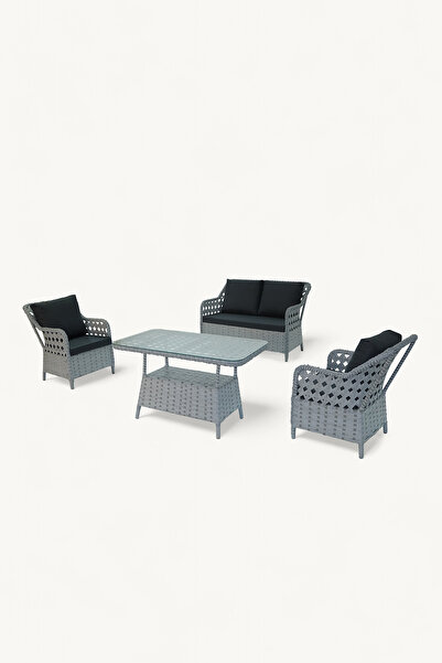 Çavdar Group İcon Raddan 2+1+1 Çay Seti Balkon Teras Bahçe Mobilyası El Örgüs...