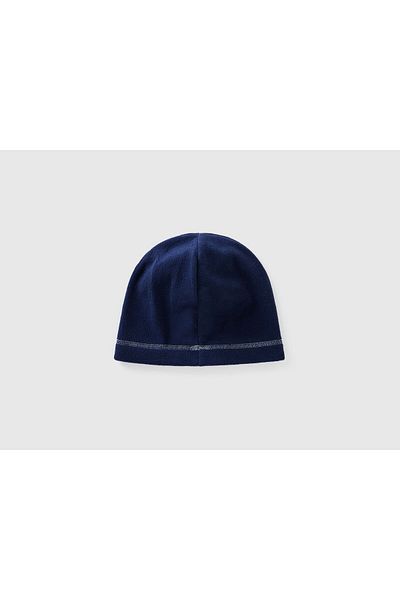 United Colors of Benetton Boy's Navy Blue Logo Fleece Beret