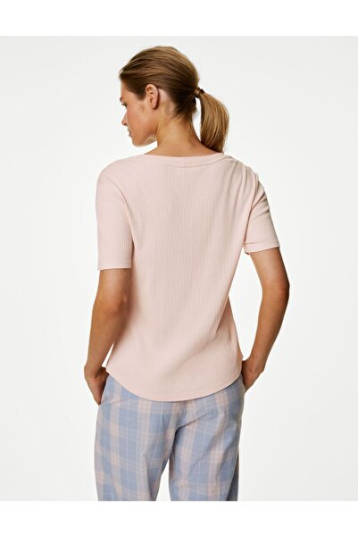 Marks & Spencer Fitil Detaylı Kısa Kollu Pijama Üstü
