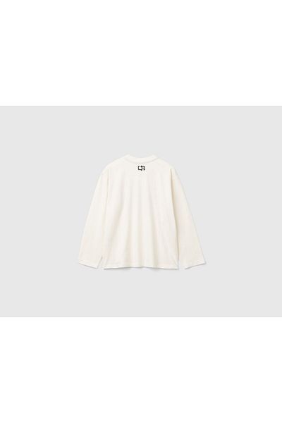 United Colors of Benetton Tricou cu mânecă lungă imprimat multicolor cu efect 3D ecru pentru băiat