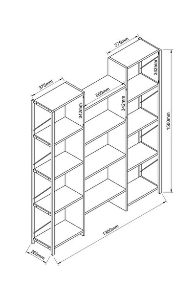 Remaks Hibrit 12 Raflı Metal Kitaplık Beyaz