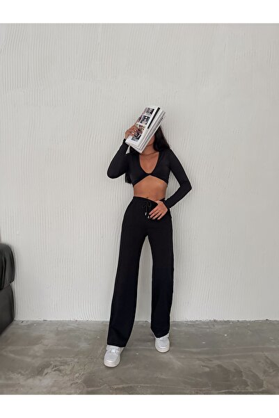 Zula Moda Şardonlu Modal Eşofman Altı -geniş Paça Eşofman Altı