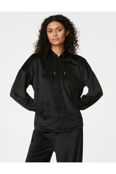 Marks & Spencer Flexifit: Kapüşonlu Kadife Pijama Üstü