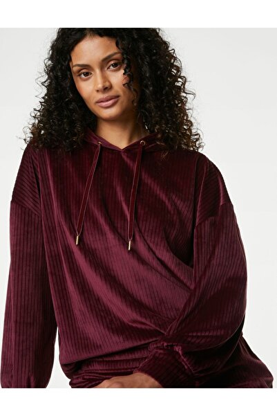 Marks & Spencer Flexifit: Kapüşonlu Kadife Pijama Üstü