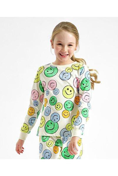 Primo Gino 100% Cotton Full Sleeves Night Suit/Co-ord Set With Smiley Print - Off White