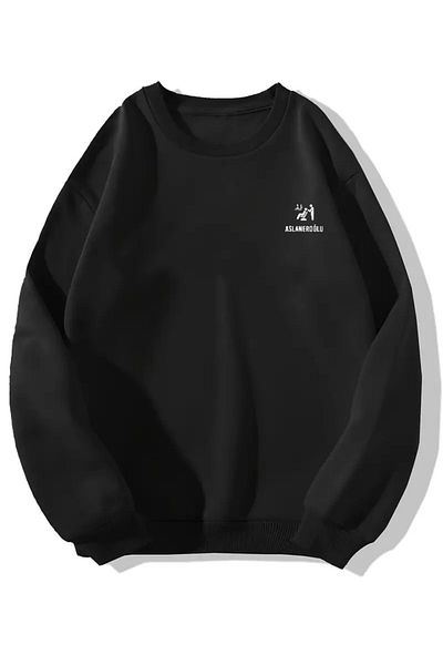 Karatopak Hanorac unisex oversize cu decolteu cu imprimeu Aslaneroğlu