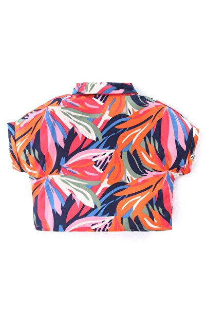 Babyhug Rayon Woven Half Sleeves Tropical Printed Top & Denim Jeans Set - Multicolor