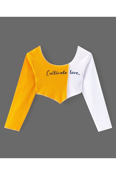 Ollington St. Ollington St. - Cotton Knit Full Sleeves Crop Top & Printed Joggers Set - Multicolor