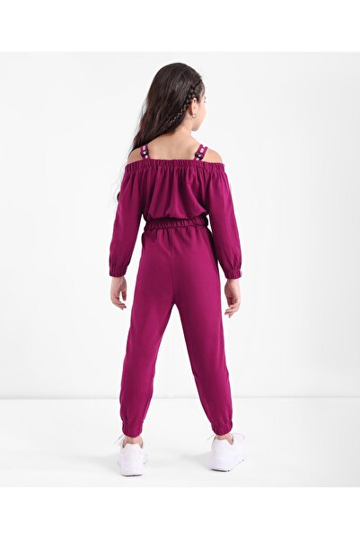 Ollington St. Ollington St. 100% Cotton Knit Off-Shoulder Full Sleeves Top & Culottes Pant Set - Maroon