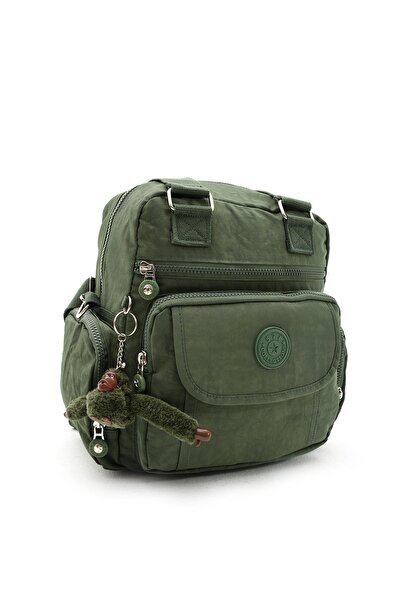 DUOMİNO Women's Khaki Green Waterproof Shoulder Bag - Clinker Crinkle Strap Handbag