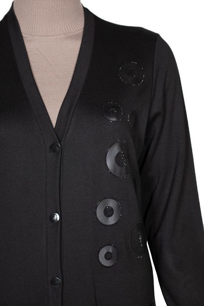 New Shine Γυναικείο μπουφάν Gonca Plus Size Steel Appliqued Black Cap