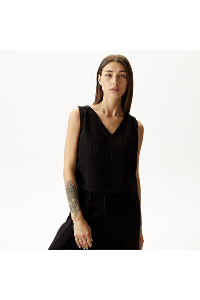 Nautica Kadın Siyah Relaxed Fit Bluz