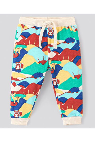 Bonfino 100% Cotton Full Sleeves T-Shirt & Lounge Pant/Co-ord Set Deer & Fox Print- Blue Red & Green