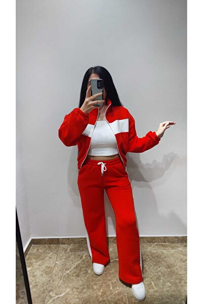 Nida Çelik Collection Garnili Paçalı Siyah Eşofman Takımı