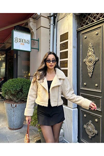 MODA DURAĞI Φαρδύ γιακά με φερμουάρ Flotter Δερμάτινο βελούδινο γιακά Μαλακό Premium Δερμάτινο μπουφάν