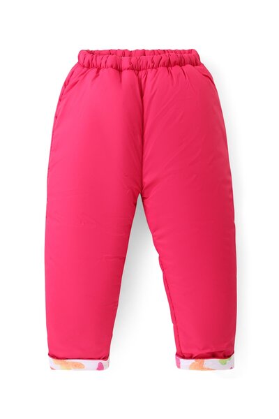 Babyhug Woven Full Sleeves Hooded Puffer Winter Wear Suit With Butterfly  Print - White