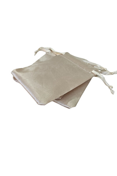 ÖZER KUTU Saten & Parlak Kese Krem 25 Adet 9x12 cm Takı, Altın Kesesi (ipli &...