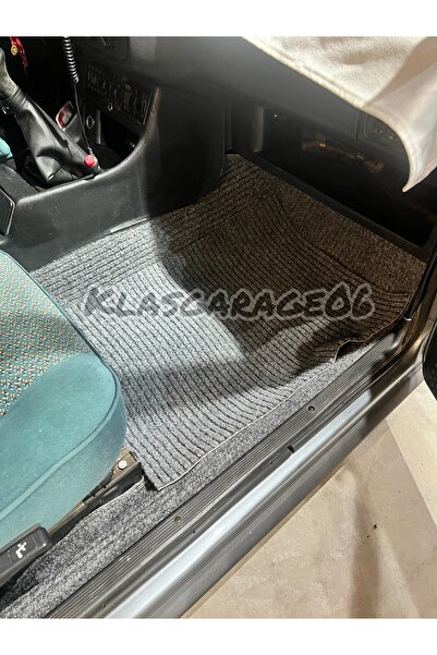 KLASGARAGE Araç Içi Çelik Halı Paspas Gri Siyah Altı Lastikli Oto