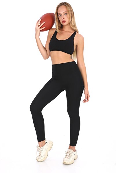 Sh Mağazacılık Γυναικείο μαύρο χειμερινό κορσέ με ψηλόμεσο εσώρουχο που δεν εμφανίζεται