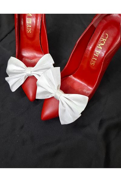 Qrsln Deene White Satin Handmade Shoe Clip