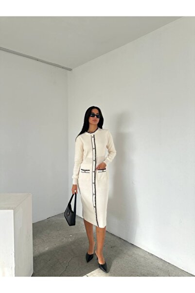 sportiness Πλεκτό φόρεμα με λεπτομέρεια με κουμπί και τσέπη