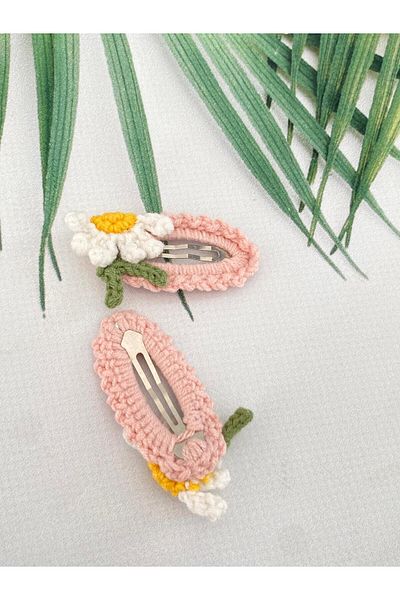Kadın Girişimciler Atölyesi Loves & Not Loves Daisy Pink Cataramă snap din 2 piese, lucrată manual de lungă durată
