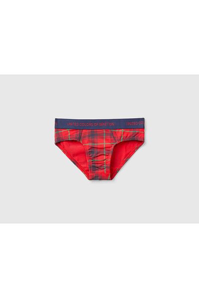 United Colors of Benetton Slip cu model imprimat cu logo-ul cu talie roșie pentru băiat