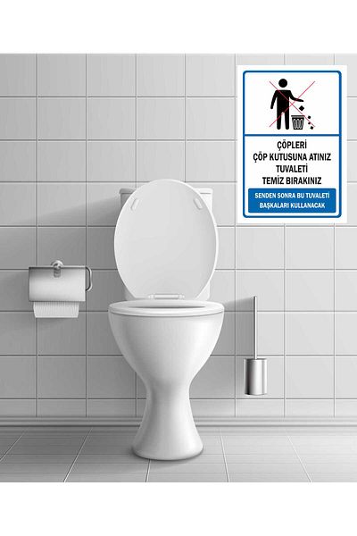 zafrakreklam Put the Trash in the Bin Toilet Clean up 16X23Cm Pvc Sign
