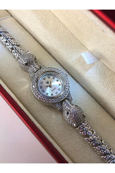 vogutima ساعة نسائية فضية - موديل جاكوار حجر الزركون • في صندوق مضيء • للحبيب...