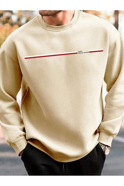 MODARİCH Φούτερ Paris Dream Maker Oversize - Μπεζ, Crew Neck