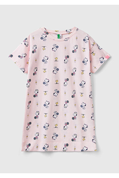 United Colors of Benetton Kız Çocuk Açık Pembe Tamamı Peanuts Baskılı Bisikle...