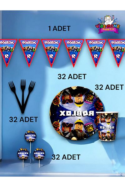 VibeHome 32-Person Roblox Themed Eco Set - Birthday Party and Fun Events