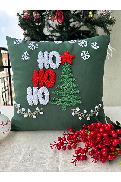 punchatolyem وسادة رمي بانش بانش عيد الميلاد ميري كريس صناعة يدوية لون أخضر (...