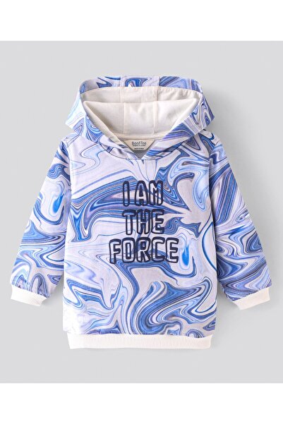 Bonfino سويت شيرت بغطاء للرأس وأكمام طويلة من القطن بنسبة 100%، مطبوع عليه نق...