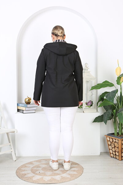 TUTveAL Collection Black Plus Size Seasonal Coat - Lined and Hooded Trench Coat