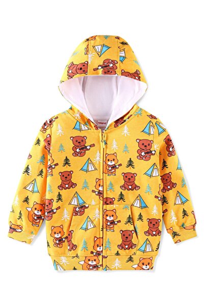 Babyhug Cotton Knit Full Sleeves Hooded Sweatjacket With Hood & Teddy Print -...