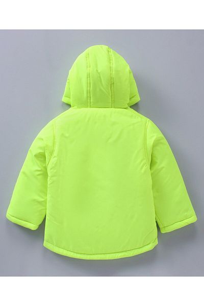 Babyhug Polyester Woven Full Sleeves Winter Jacket Solid - Lime