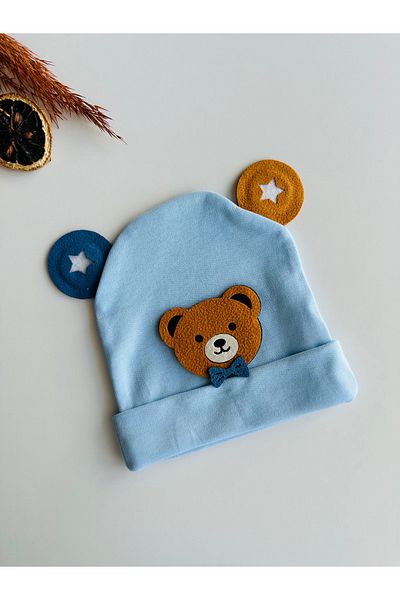 bioaksesuar Blue Boy Girl Baby Kids Luxury Teddy Bear Figure Combed Cotton Beanie Hat