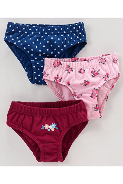 Babyhug مجموعة من 3 سراويل داخلية مطبوعة بالزهور مصنوعة من القطن بنسبة 100% -...