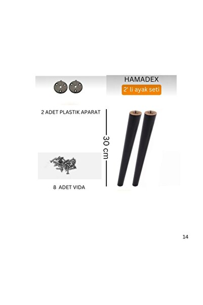 HAMADEX 30 cm SIYAH Konik Ayak , Sehpa, tabure, Berjer, Tv ünitesi ayağı