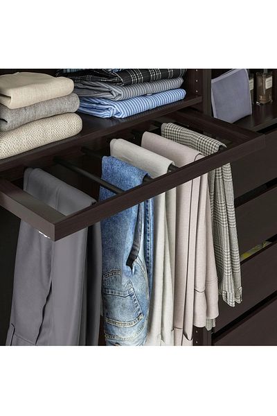 IKEA Метална закачалка за панталони Venge 75x35 см - плъзгаща се MDF, 1 гардероб с плат