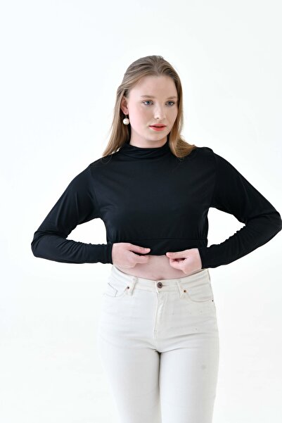 mirach Büyük Beden Uzun Kollu Crop Bluz – Şık ve Modern Yarım Bluz Modelleri