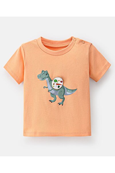 Bonfino تي شيرت دينو محبوك - لون الخوخ