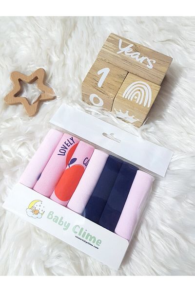 bebek iklimi Baby Mouth Wipes Set of 7 22X22 cm Mouth Wiping Cloth 100% Cotton Soft Combed Cotton (No:50)