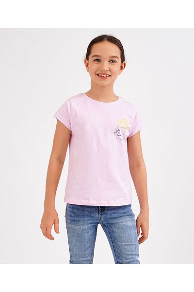 Primo Gino Half Sleeves T-Shirt Placement Print - Pink
