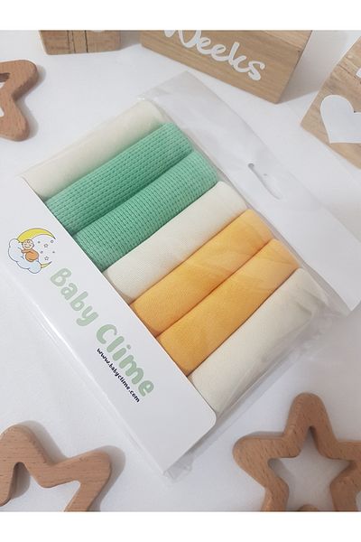 bebek iklimi Combed Cotton Baby Mouth Cloth Set of 7 22X22 cm Mouth Wipes 100% Cotton Soft Fabric (No:8)