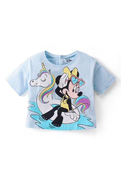 Babyhug Disney تيشيرت قطني قصة فضفاضة بنصف كم مزين برسومات عائلة ميني ماوس - ...