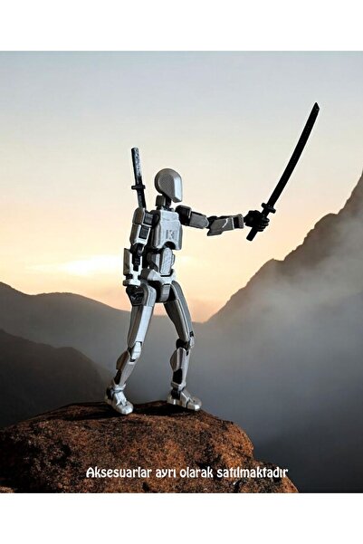 Suelo Butik Titan 13 Gri Siyah Tüm Eklemleri Hareketli Robot Dummy Aksiyon Fi...